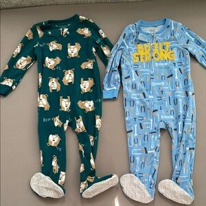 Kids One Piece Pajamas - Bulldog and Tools Design